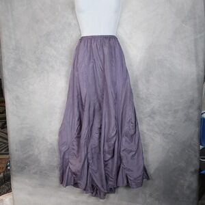 Vintage Silk Skirt Womens M Purple Full Maxi Gathered Whimsy Fairy Romantic